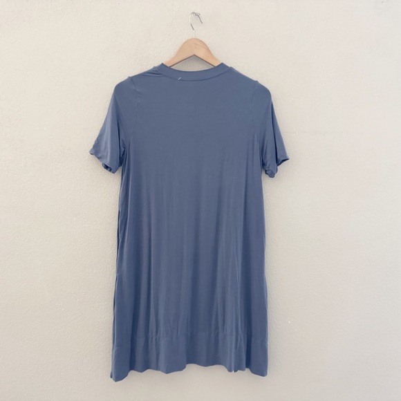 ADAY Essentialist T Shirt Dress XS Blue Short Sleeve Jersey Knit Casual Minimal - Picture 4 of 10